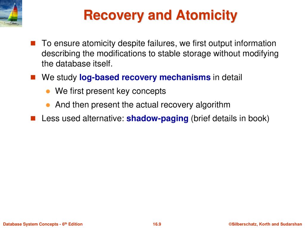 Chapter 16: Recovery System - ppt download